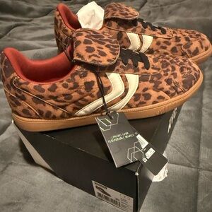 Leopard Print Sneakers with White Stripes